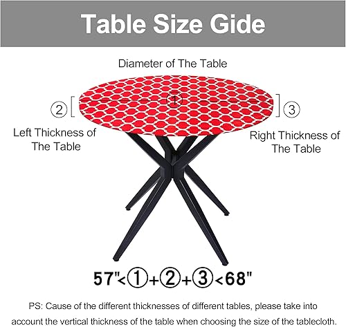 Miniatura 263 de Smiry - Mantel redondo de vinilo ajustable con bordes elásticos y parte trasera de franela, mantel de vinilo impermeable, lavable, diseño enrejado