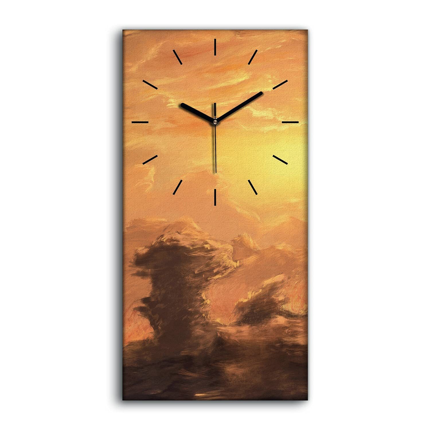 Horloge sur toile art moderne nature 30x60cm avec aiguilles design noires
