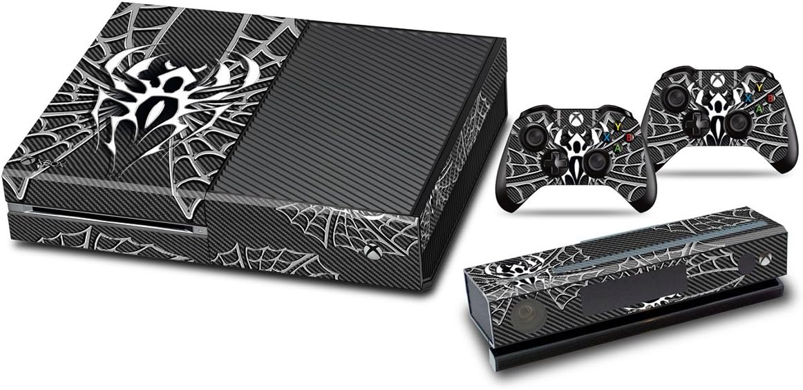 Designer Skin Sticker for the Xbox One Console With Two Wireless Controller Decals- Widow Maker Chrome & Black