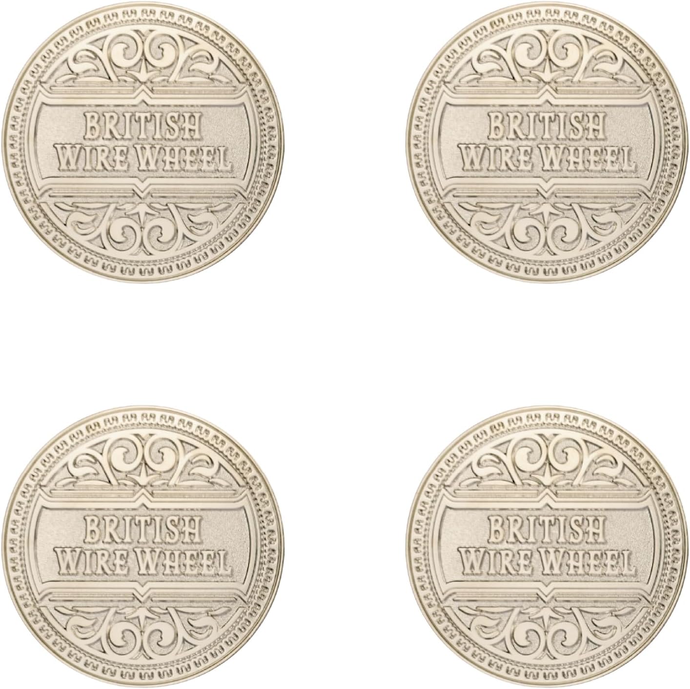 Vintage Chrome Metal Wheel Chip Emblems (Set of 4) | Triple Chrome Plated Solid Metal Wheel Chip Emblems, 2.25" | Designed for Lowriders with Cut or Recessed Knock Off Spinner Caps
