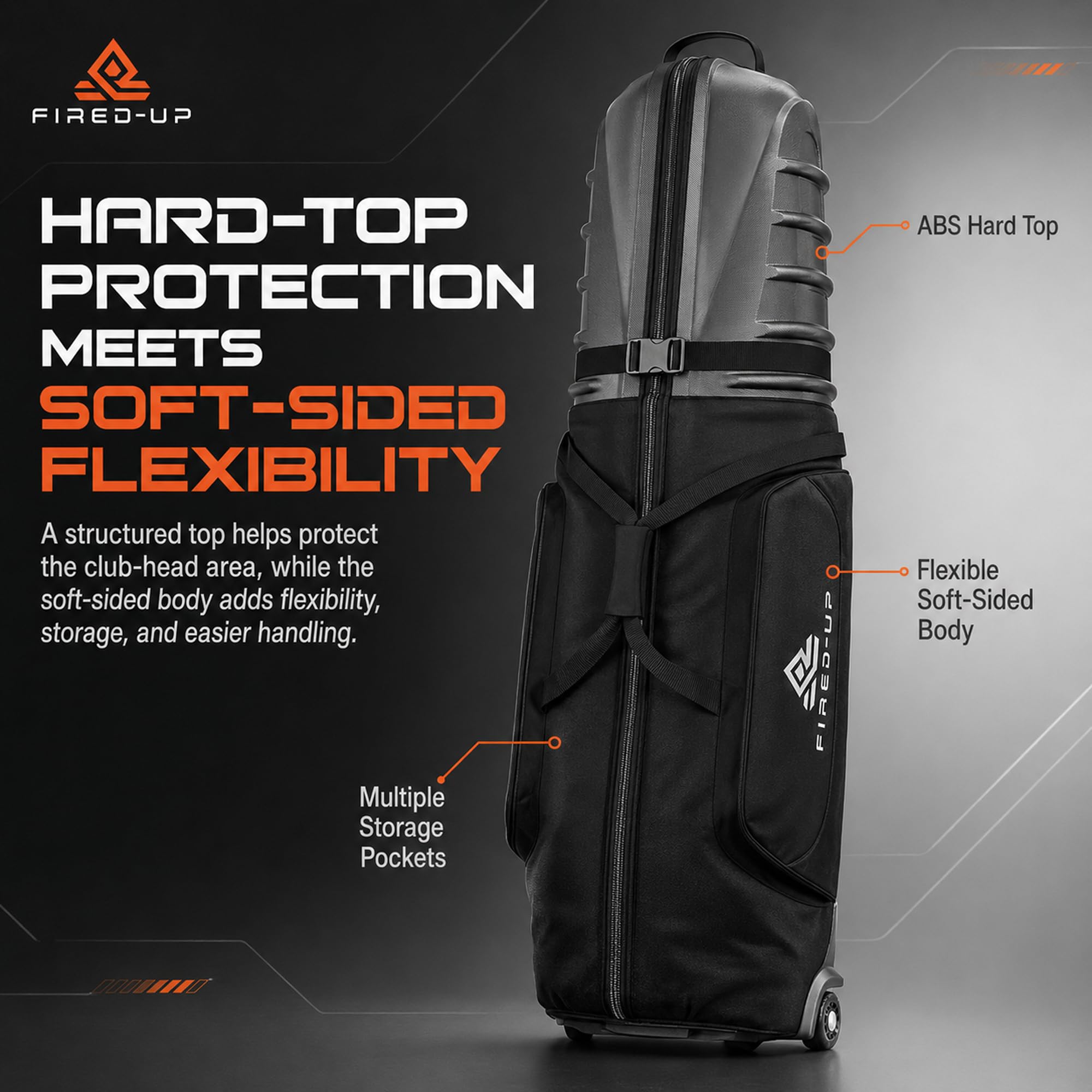 Amazon.com: FIRED-UP Hard Top Golf Travel Bag for Airlines - 1680D