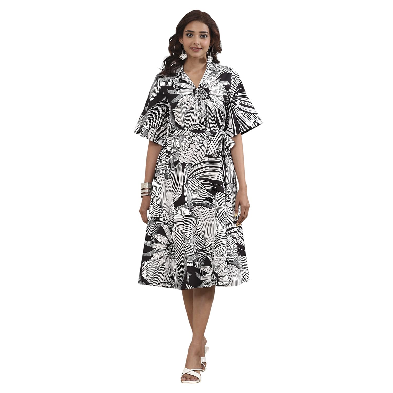 biba Women Cotton Poplin Flared Dress-picture-32