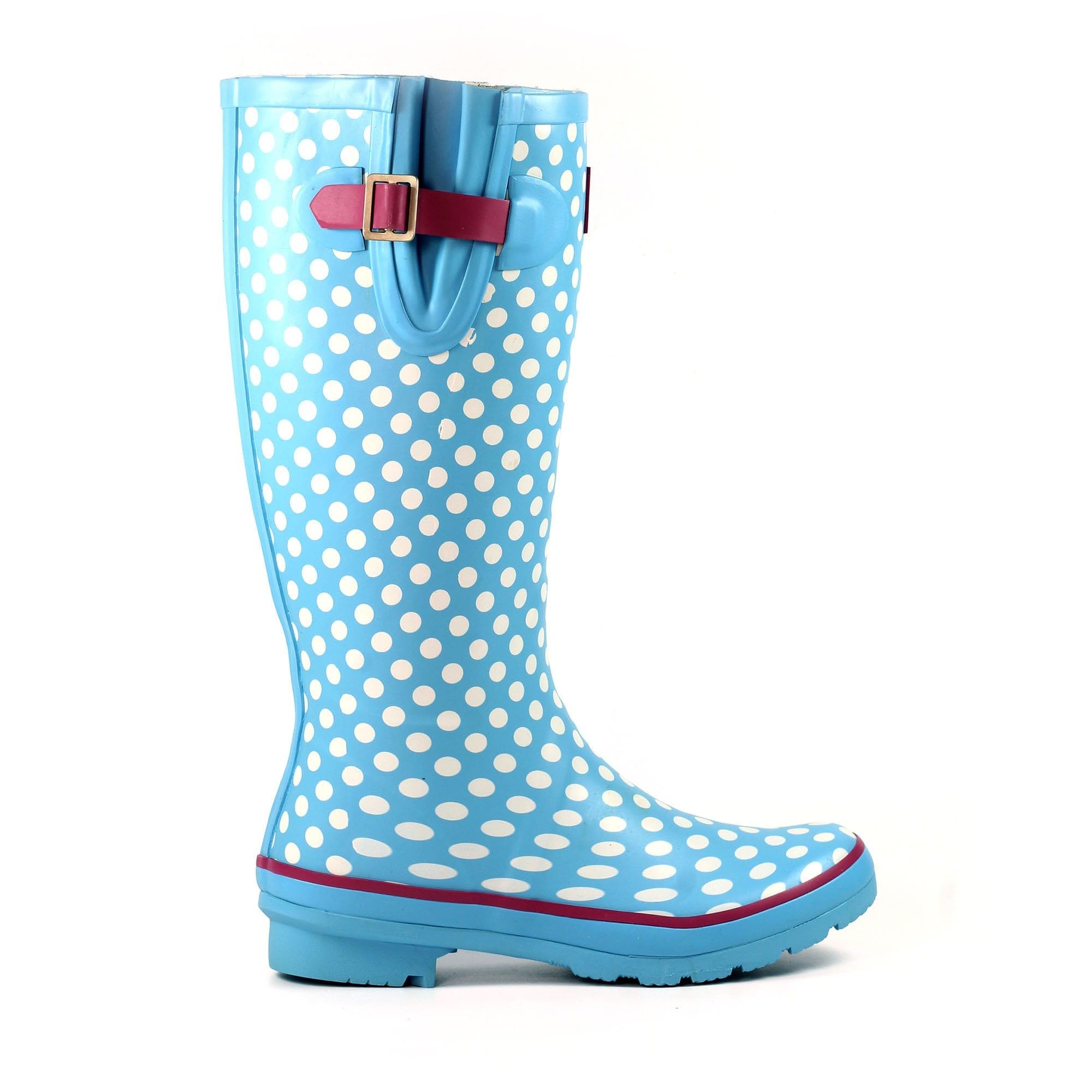 Lunar Womens Polka Dot Wellington 8 UK Pale Blue