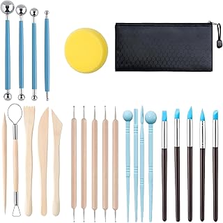 25pcs Outils kit poterie,Outil de Poterie Sculpture Argile Burin Modelage,Kit d'outils Poterie pour Céramique,pour Sculpture,Artiste DIY