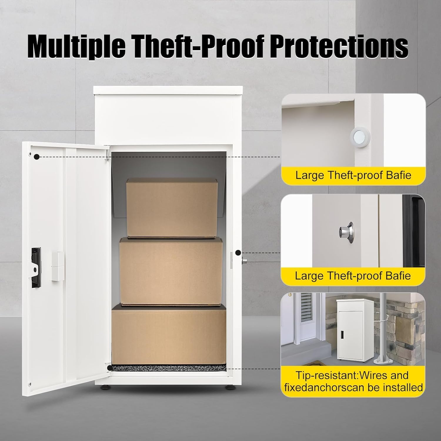 Package Delivery Boxes for Outside, Metal Parcel Drop Box, Large Package Drop Boxes, Anti-Theft Parcel Mailbox with Coded Lock, Waterproof Parcel Storage Box for House