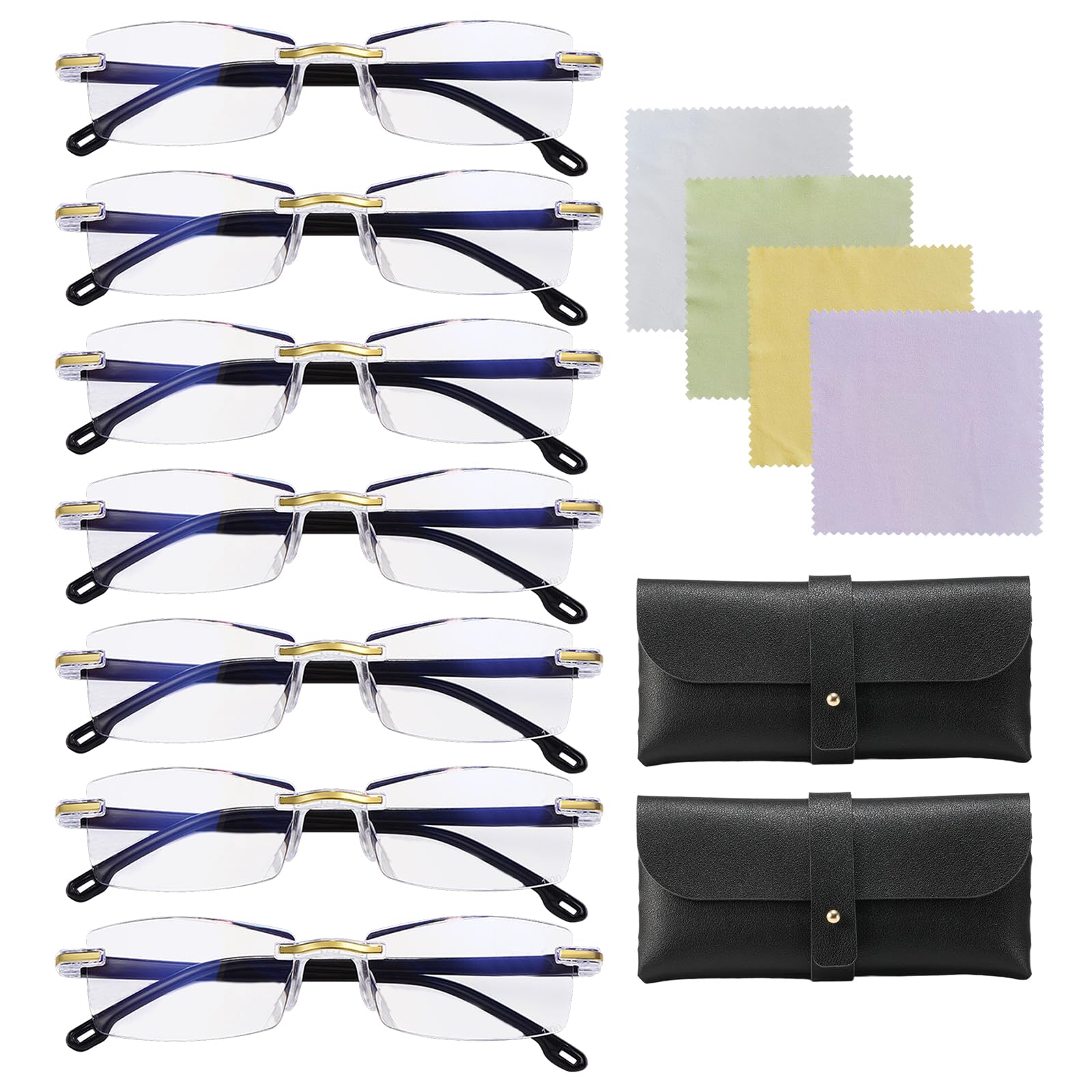 Eniyou 7 PCS Gafas Autograduables Inteligentes Gafas Presbicia Progresivas Hombre Inteligentes Lectura Hombre Luz Azul Reading Glasses Ajuste Automático de Enfoque de Cerca Lejos Anti-Luz Azul