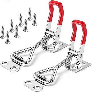 houya 2 Pack Toggle Latch Clamp 4001 Adjustable 304 Stainless Steel Toggle Hasp Latches for Smoker Lid Jig Freezer Door Cooler Box Case Trunk Draw Chest, Quick Release 330Lbs Holding Capacity