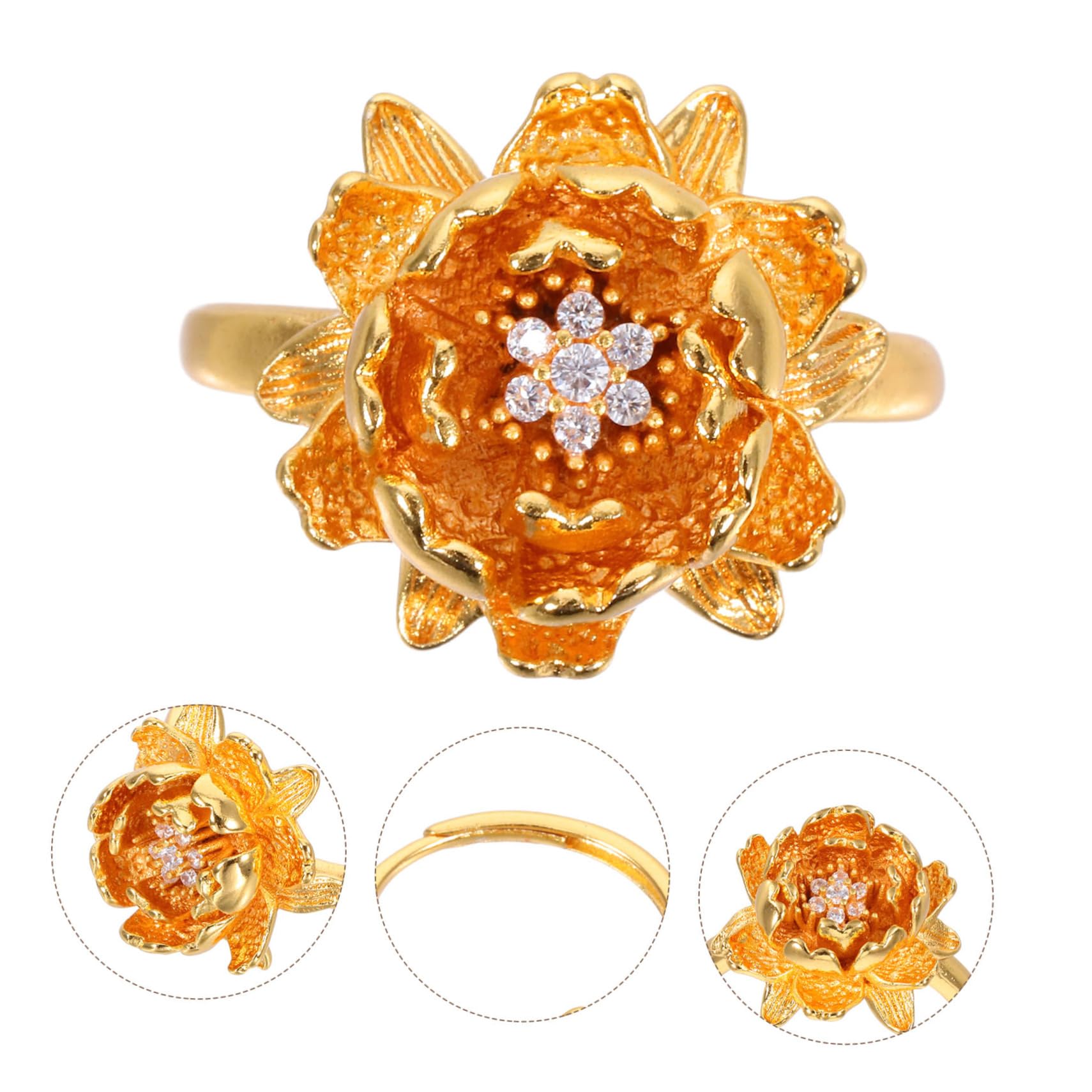 Jewelry Retro -Blumen -Verstellbare Ring für Frauen Chinesisches Ehering -Band Vintage Statement Schmuck Engagement Gegenwart Vorstellung Jewelry