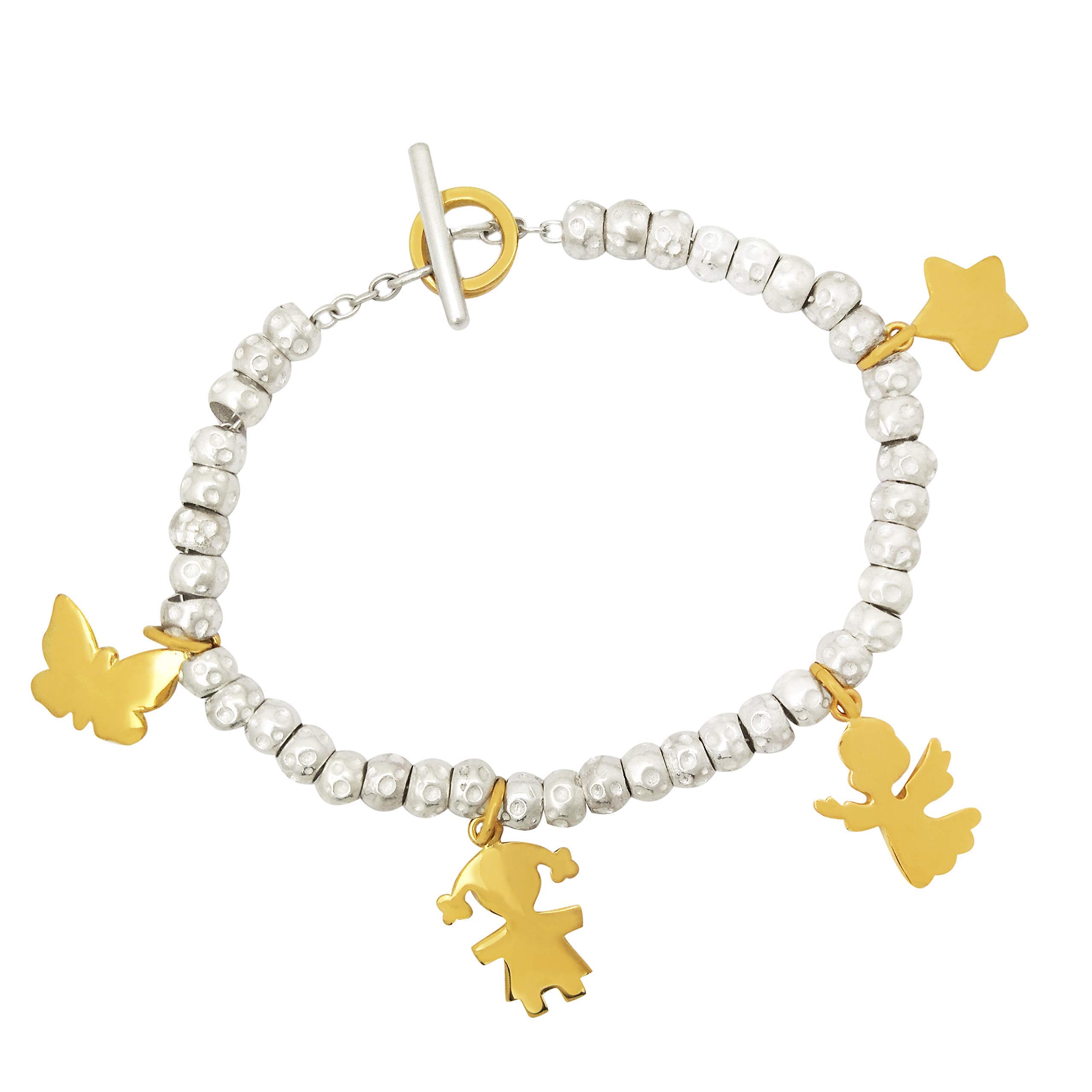 ViMon gioielli,BRACCIALE GRANELLI PEPITE MARTELLATE in ARGENTO 925,possibilità di scelta tra vari ciondoli charms.LUNGHEZZA SU MISURA.