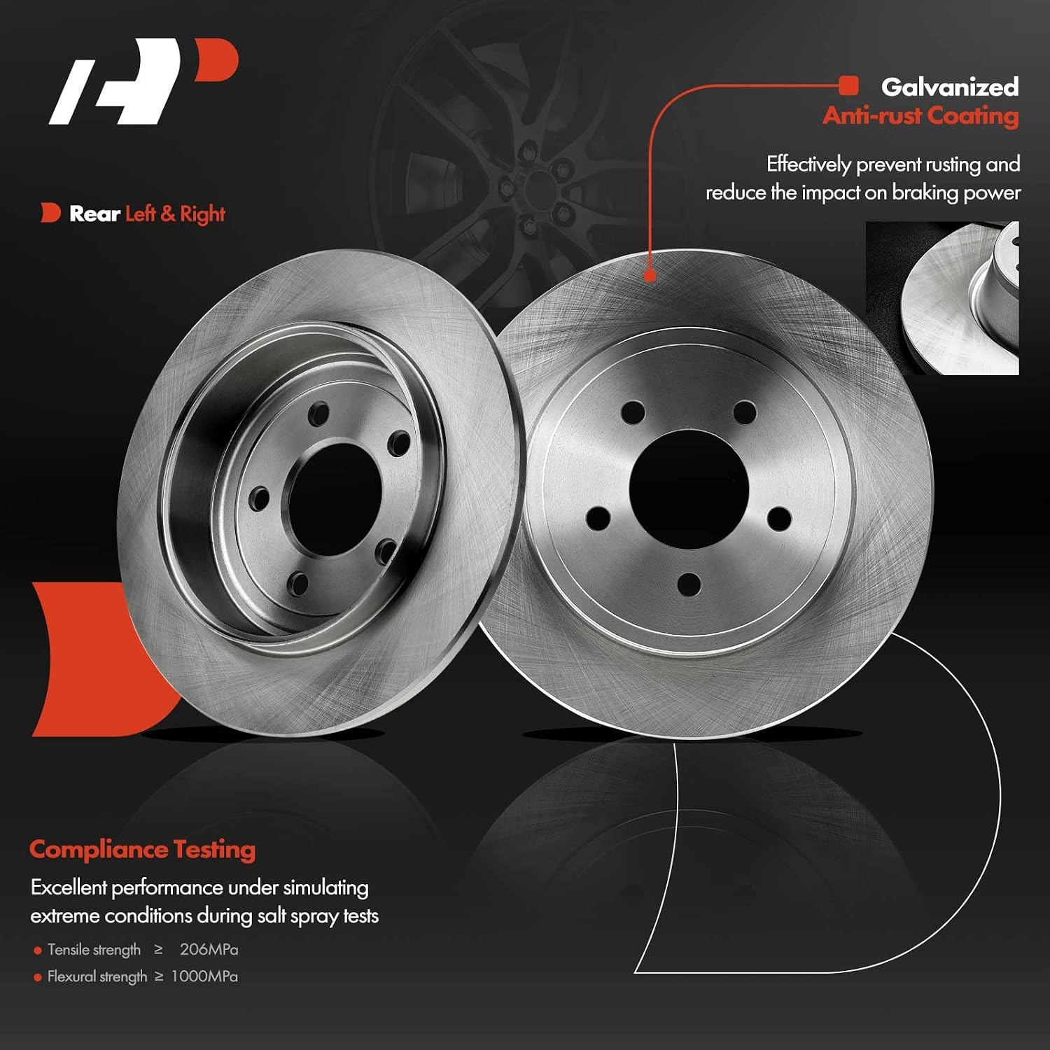 A-Premium Front Vented & Rear Solid Disc Brake Rotors + Ceramic Pads Kit Compatible with Select Ford, Mazda and Mercury Models - Escape/Tribute/Mariner 2005 2006 2007 2008, 12-PC Set