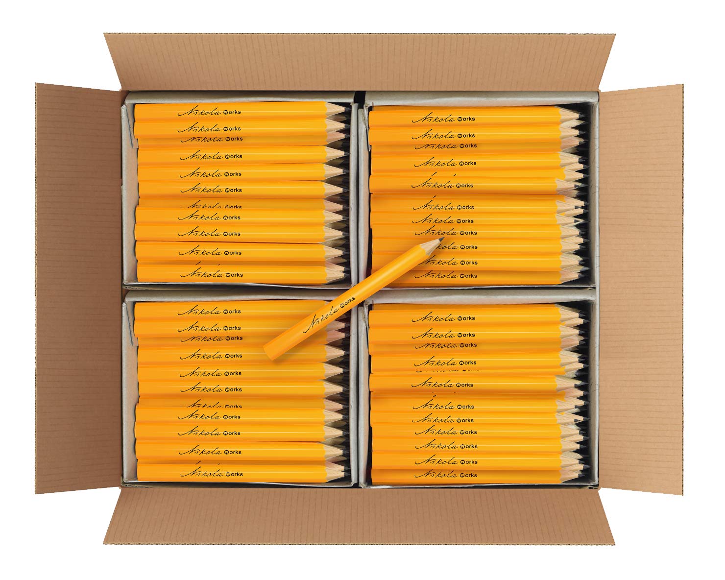 Nikola Works Classic American Mini Golf Pencils, Pre-Sharpened Bulk 384 Count 96 X 4 Without Erasers #2 HB Hex Shaped