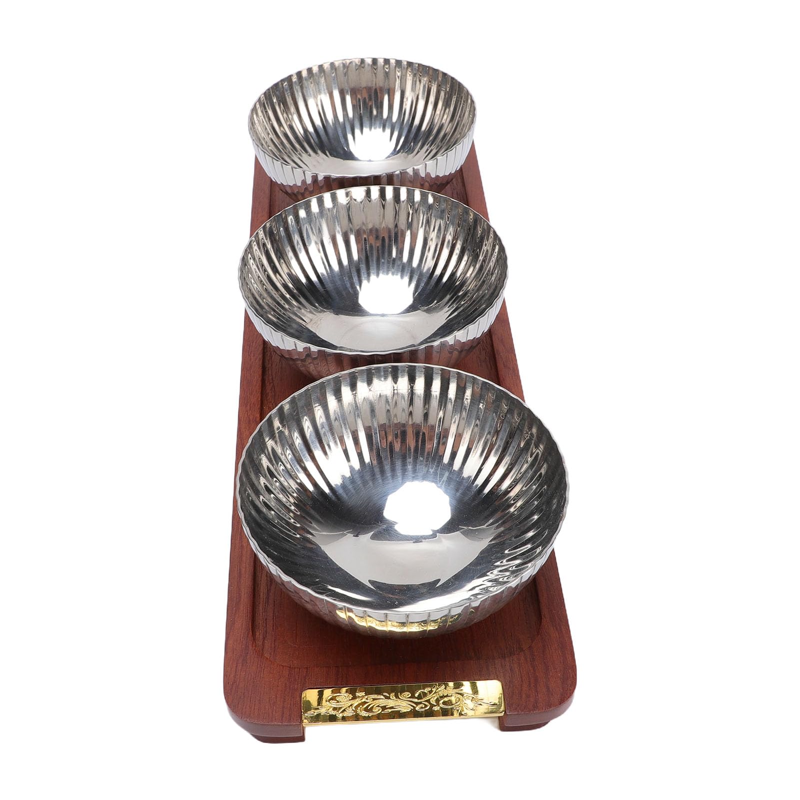 Tissting Set de 3 Cuencos para Aperitivos con Bandeja de Madera