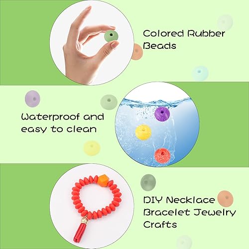 Miniatura 4 de 100 cuentas de lentejas de silicona, cuentas focales de silicona de goma de 0.472 pulgadas a granel para llavero, pulsera, collar, manualidades