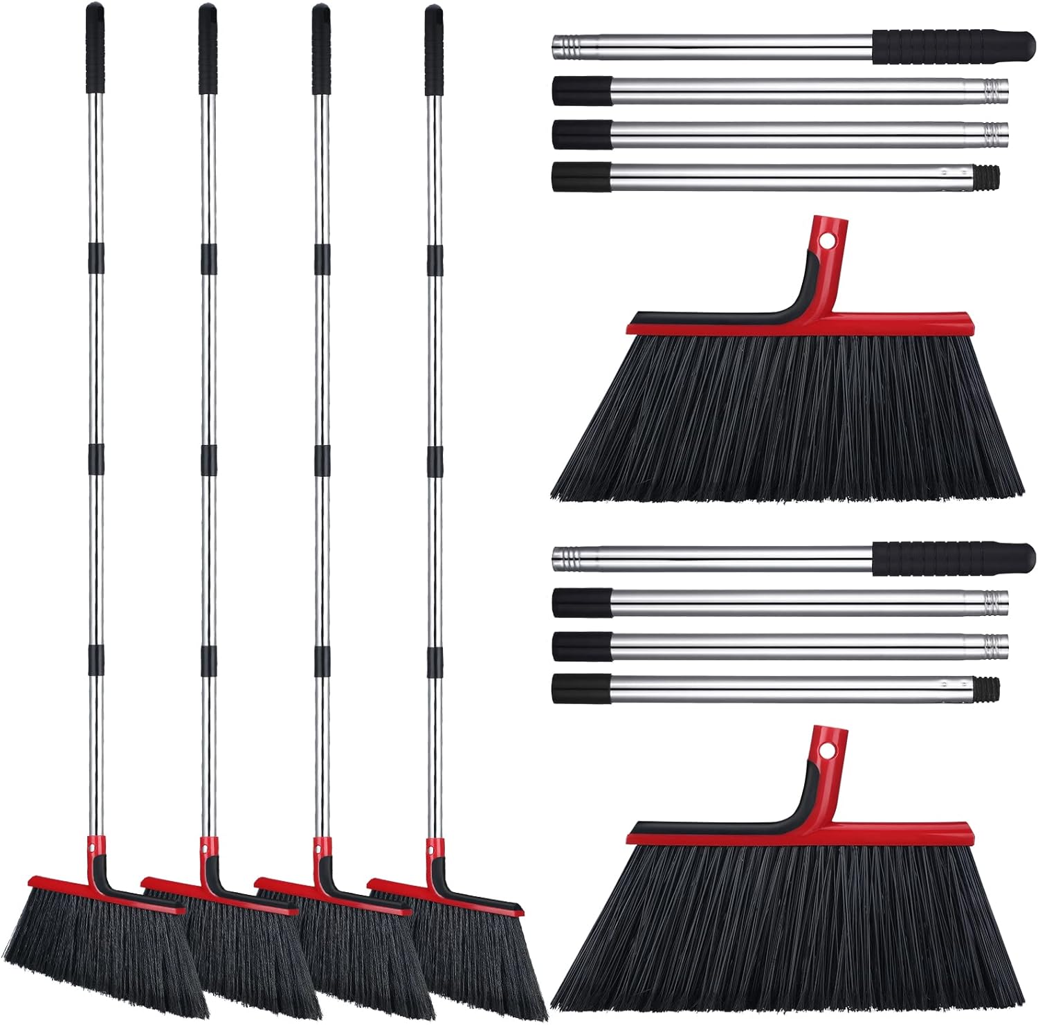6 Pcs Detachable Plastic Outdoor Broom Heavy Duty Broom
