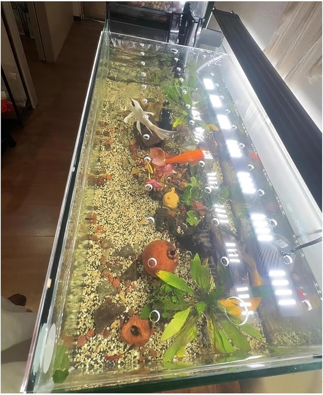 1 Pcs Fish Tank Top Cover for Aquarium, Acrylic Aquarium Anti-Jump Cover/Cat-Proof Terrarium Lid, with Feeding Hole, Fresh Air Screen Cover(51x16.5cm/20.1x6.5inch)
