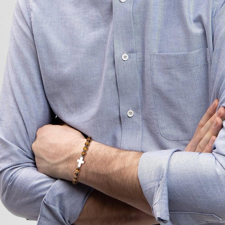 GAVU Men’s Cross Bracelet, Beaded Bracelet for Men, Crystal Bracelet for Men - Image 3