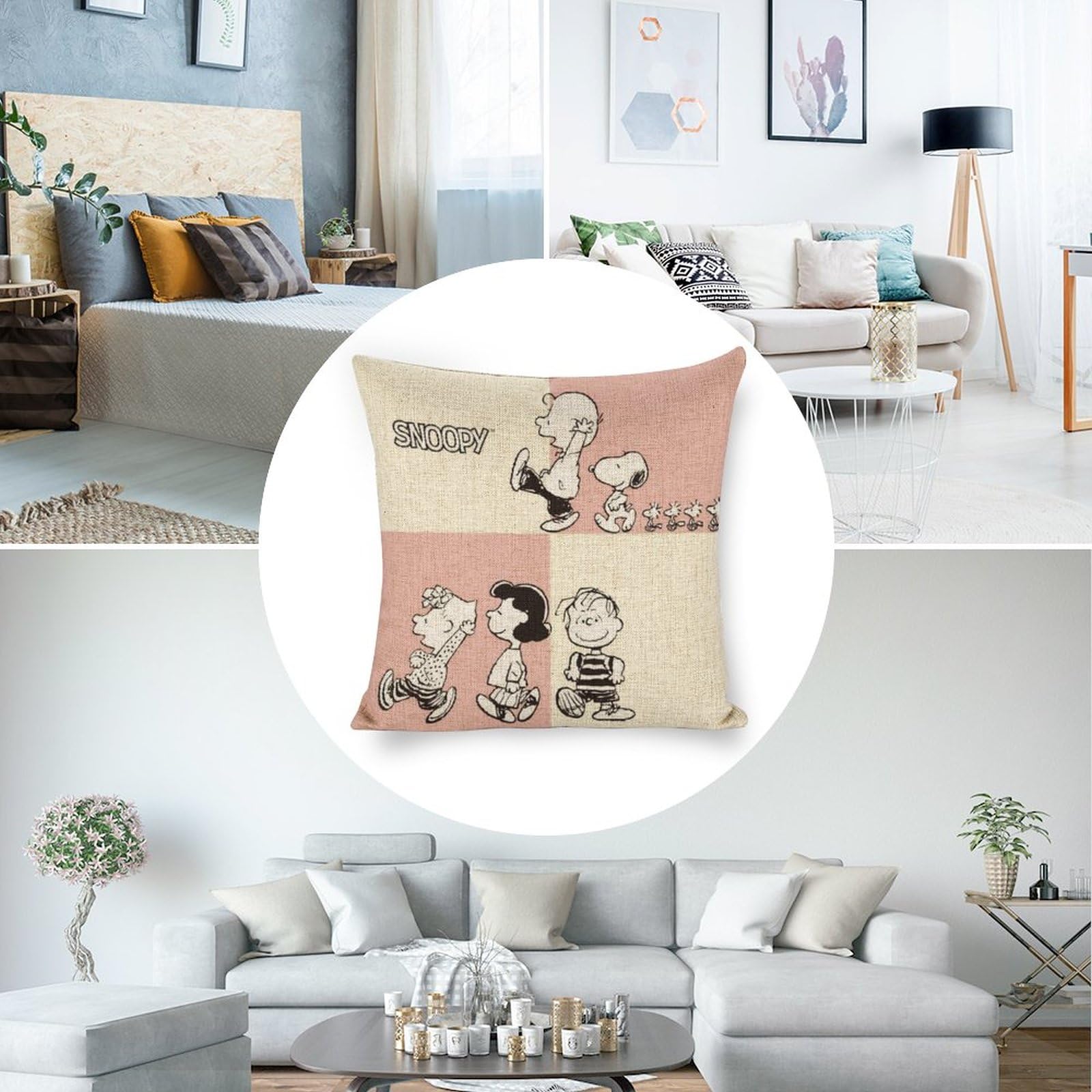 Amazon.co.jp: スヌーピー クッションカバー 45 45 北欧 2枚セット