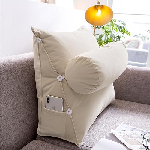 Miniatura 8 de Konelia Almohada de cuña para lectura, triángulo, cabecera de cama, respaldo lumbar, soporte de espalda con almohada ajustable para el cuello, 23.6