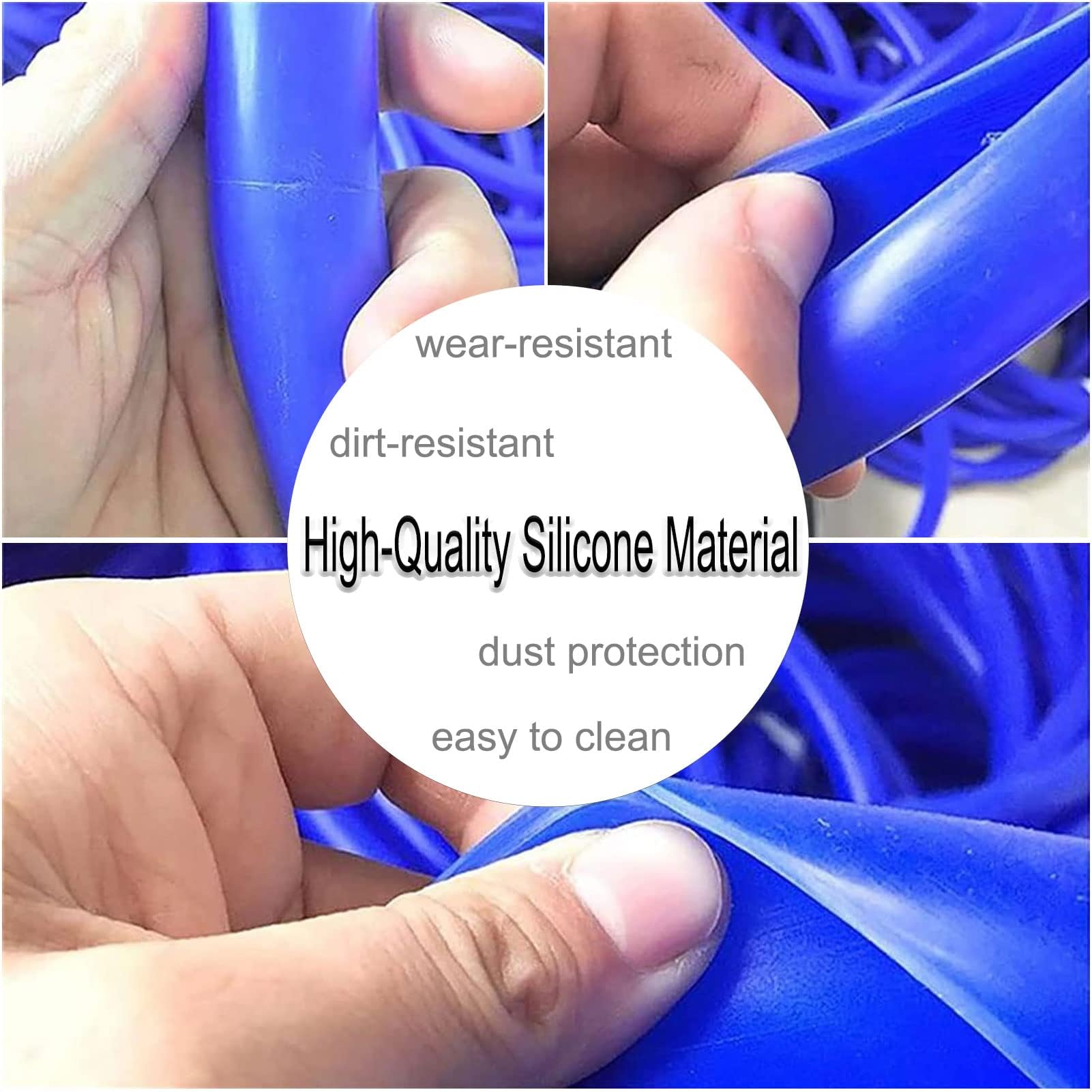 Fundas de silicona para llantas de silla de ruedas de 24 pulgadas, mejora el agarre y la tracción, color azul, ideal para empuñaduras de ruedas traseras de silla de ruedas