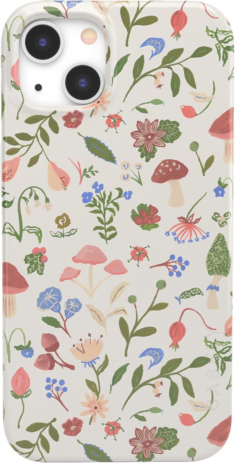 Casely iPhone 13 Case | Garden Party | Mushroom Floral | Compatible with MagSafe | Classic Ultra Slim Design