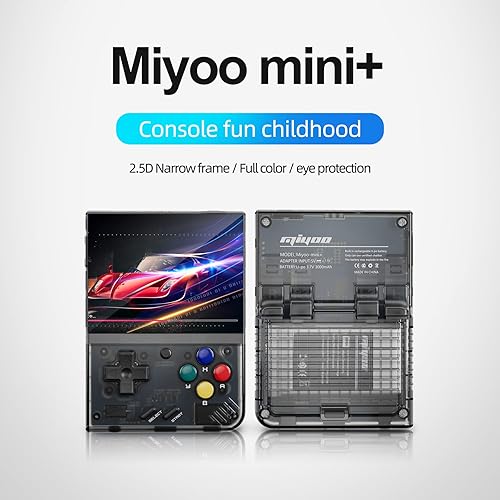 Miniatura 2 de Miyoo Mini Plus Consola de juegos de mano 3.5 pulgadas Sistema clásico Retro Videojuegos consolas portátil recargable de mano 64G con estuche negro