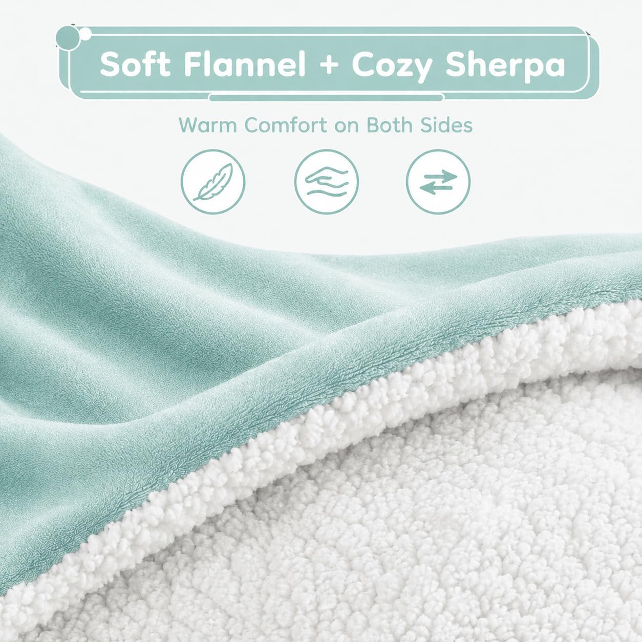 LaffyLo Electric Heated Blanket Full Size 72 x 84, Fast Heating Blanket, Dual-Sided Flannel Sherpa, 10 Heat Settings, 1-12 Hour Auto Off, Machine Washable, Light Green