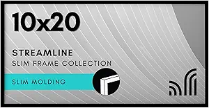 Americanflat 10x20 Picture Frame with Polished Plexiglass - Streamline Collection - Thin Border Picture Frame for Wall Display - Hanging Hardware Included - Black