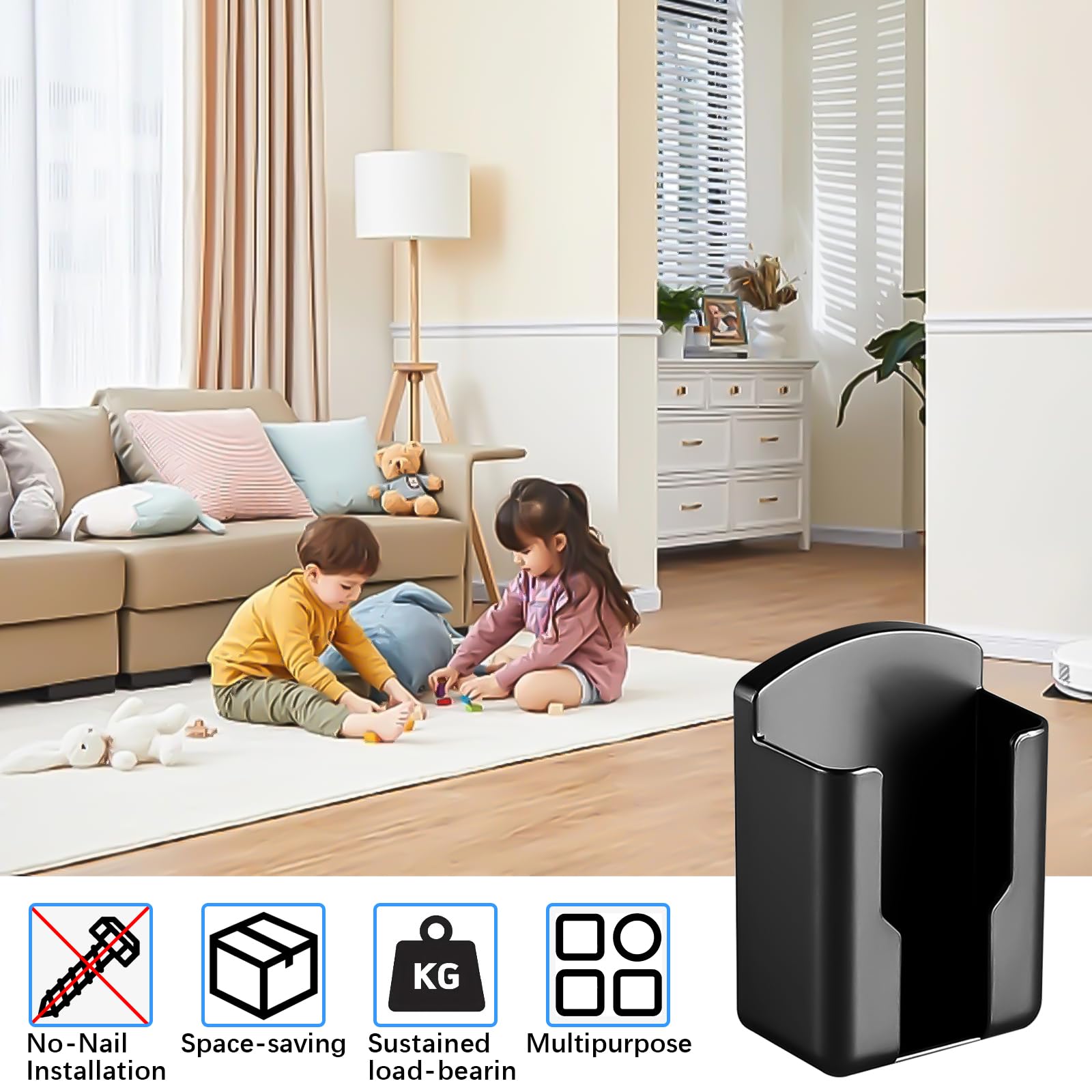 YOUNGSAY 6 Stk Fernbedienungshalter Wand, Schwarz Kunststoff Fernbedienung Halterung Selbstklebend, Multifunktion Fernbedienungshalterung Wand für Zuhause und Büro