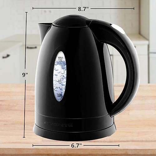 Miniatura 6 de OVENTE KP72B- Hervidor eléctrico de 0.45 g (1.7 litros), calentador de agua inalámbrico de ebullición rápida sin bisfenol A (BPA), apagado