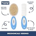 Hopop Hair Brush & Comb Set for New Born Baby | Suitable from 0+ Months | Baby Combo Pack of Natural Bristle Brush & Rounded Teeth Comb for Gentle Hair Grooming | Easy Grip Handles | Blue gallery image