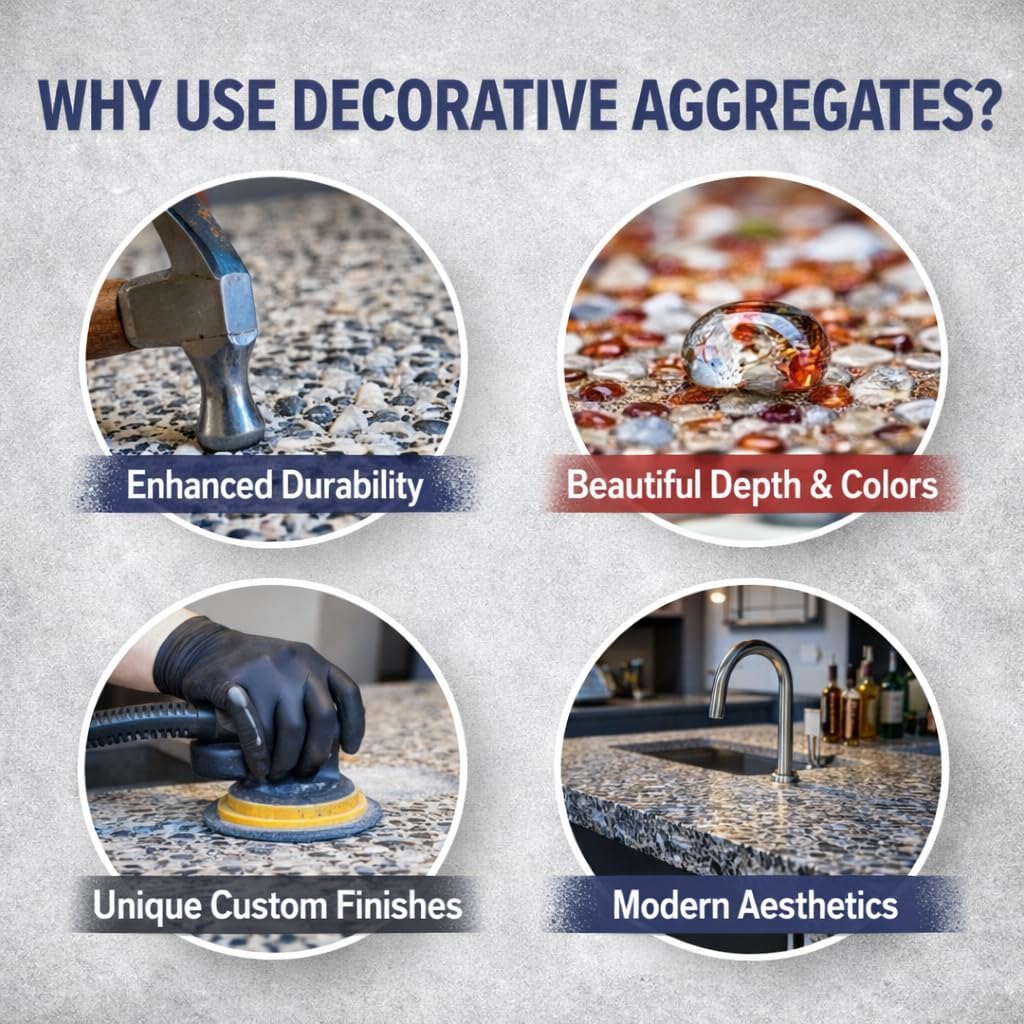 Terrazzo Grade Decorative Aggregate Stones for Countertops, Terrazzo Flooring, Outdoor Gardens, etc. (5, Earth Blend Glass)