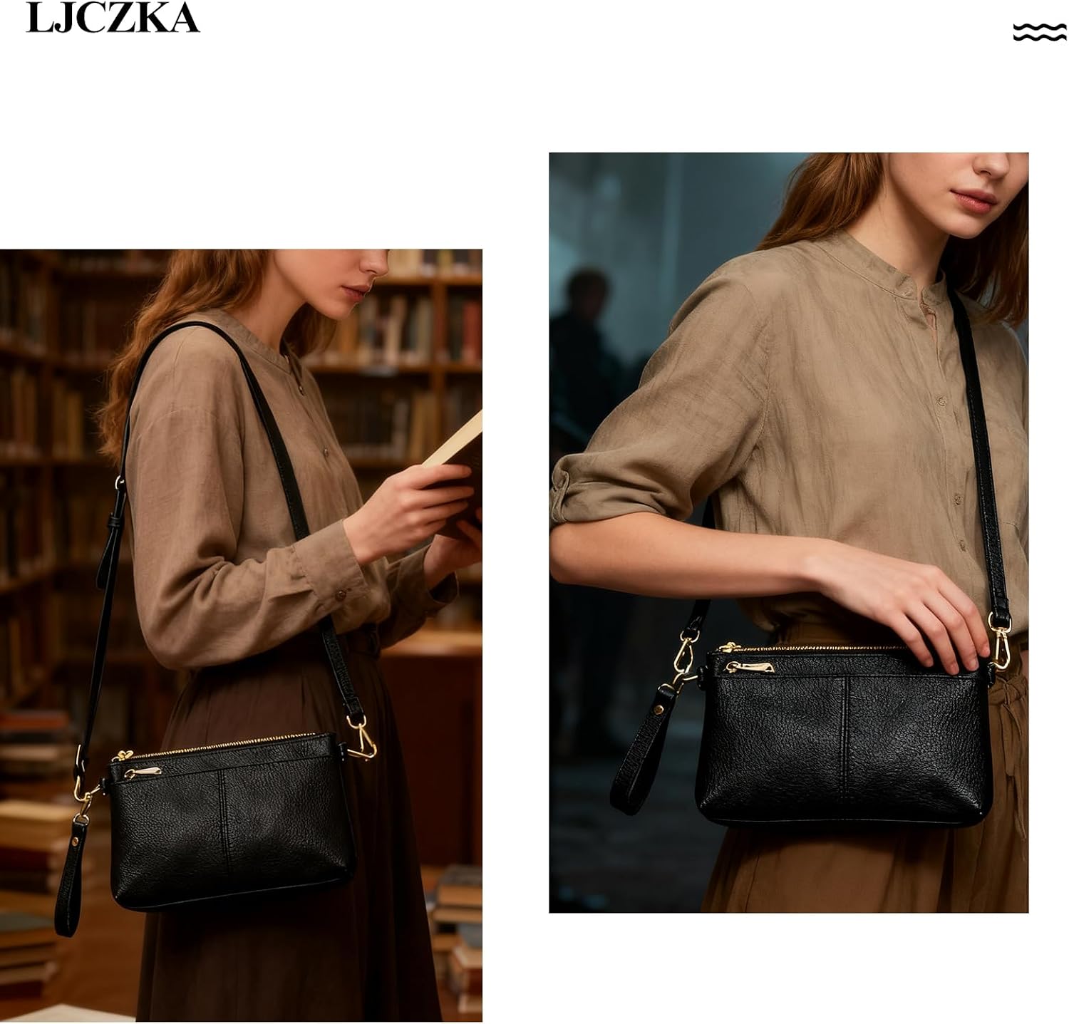 LJCZKA Wristlet Wallets for Women PU Leather Clutch Purse Small Crossbody Phone Bags for Prom Party Evening image 2
