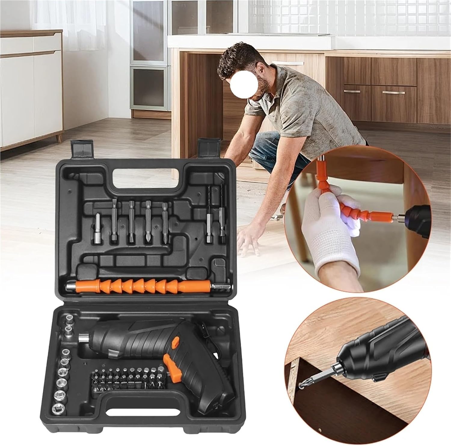 Screwdriver, Electric Screwdriver With Rotating Handle LED Light Power With Driver Bit Set Gifts For Men,repairing electrical