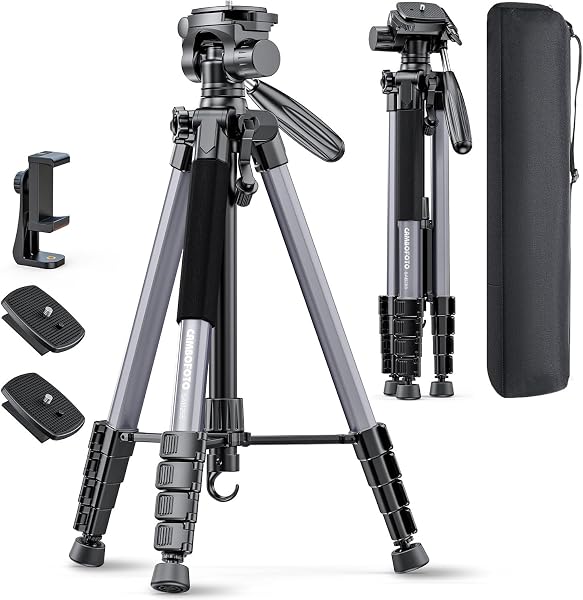 CAMBOFOTO 74 inch Professional Aluminum Tripod with Bag