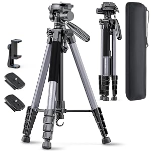 CAMBOFOTO 74 Aluminum Camera Tripod Heavy Duty Professional Tripod Stand for DSLR Mirrorless Cameras Smartphones GoPro Lightweight Travel