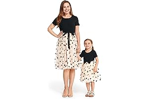 Mommy and Me Coordinated Cotton Mesh Tulle Belted Maxi Dresses