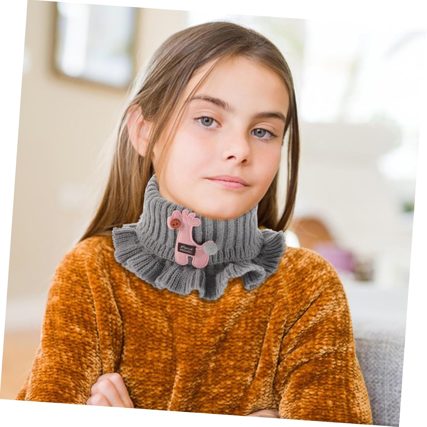Holibanna Kids Cartoon Knitted Scarf Neck Warmer for Boys and Girls Winter Warmth Toddler Neck Wrap Soft Knit Material