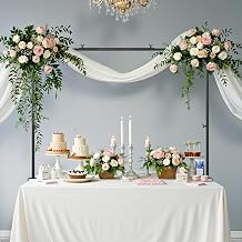 VEVOR Over The Table Rod Stand with Clamps, 13"-42" Tall & 28"-98" Length Adjustable, 2 Packs Table Arch Stand, Tabletop Balloon Arch Frame for Wedding Birthday Party Christmas Decorations, Black