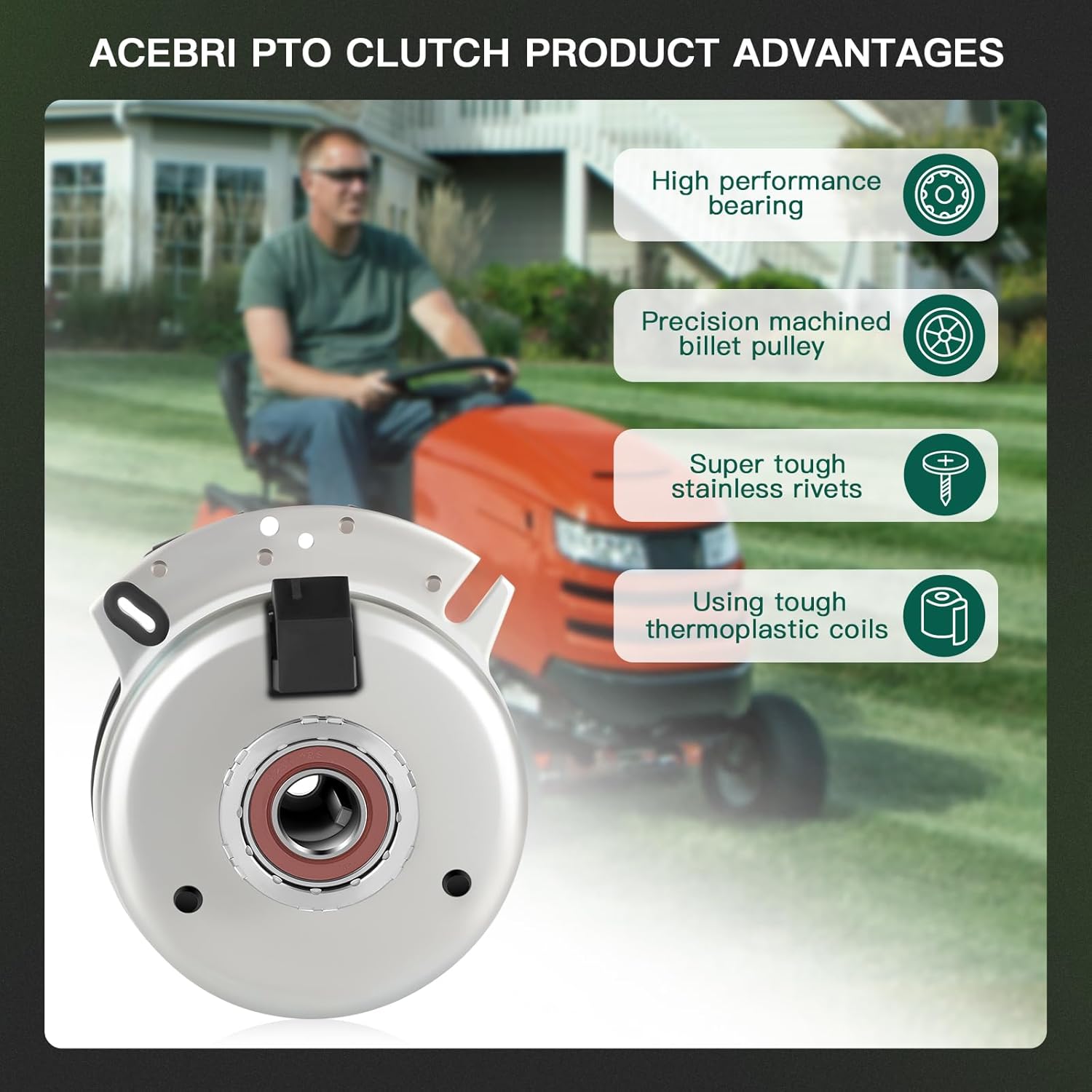 PTO Clutch Replacement for John Deere Scotts: GY20108 GY20652 GY20878 GY21340 GY21339 L120 L30 LA130 LA140 D140 D150 D160 D170, for Warner: 5219-20 5219-73 5219-72 5219-114 Mower Clutch