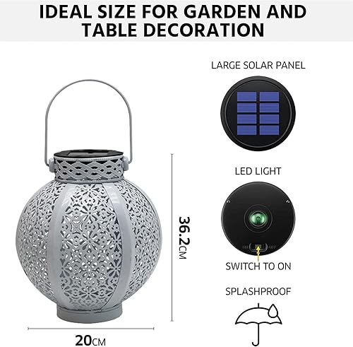 Miniatura 3 de Farol solar para exteriores, dorado, luz de jardín, impermeable, LED, 7.09 x 3.94 x 10.63 pulgadas, 1.2 libras