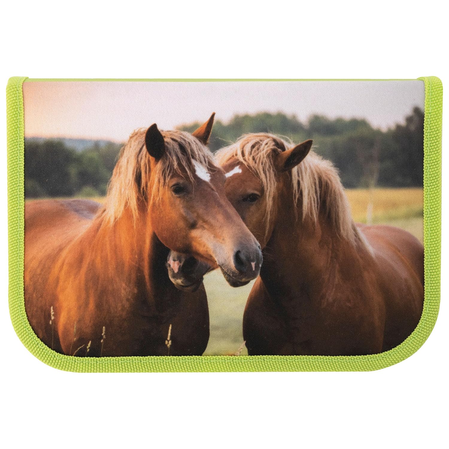 Eberhard Faber 577589 Horse Pencil Case Filled with 42 Writing and Drawing Utensils, Pencil Case with 2 Inner Flaps and Zip, 577589, Multi-Colour