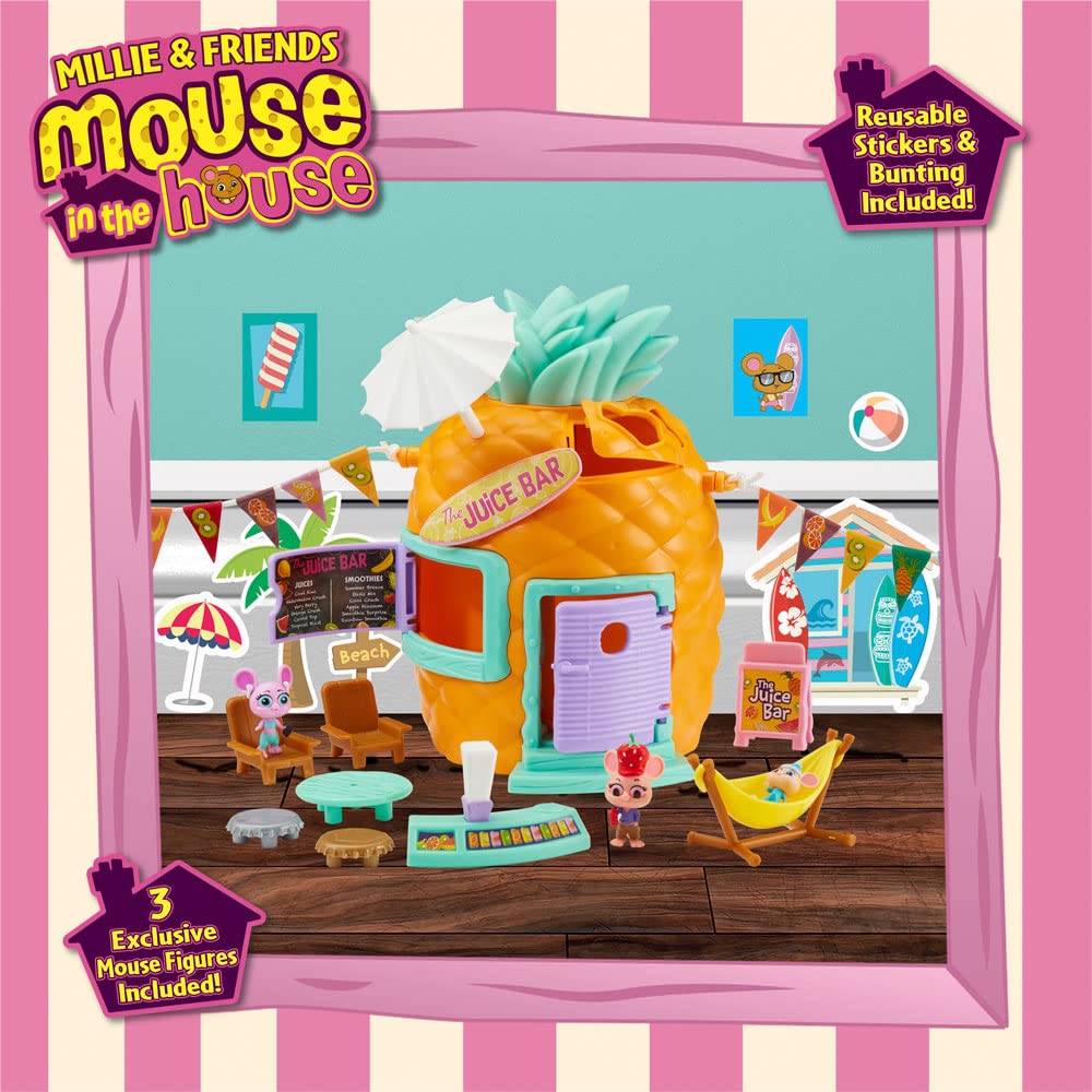 Millie and Friends Mouse in The House CO07395 Playset Juice Bar Pineapple Toys, Collectible Toys, Imaginative Playset, for Kids Ages 3-7