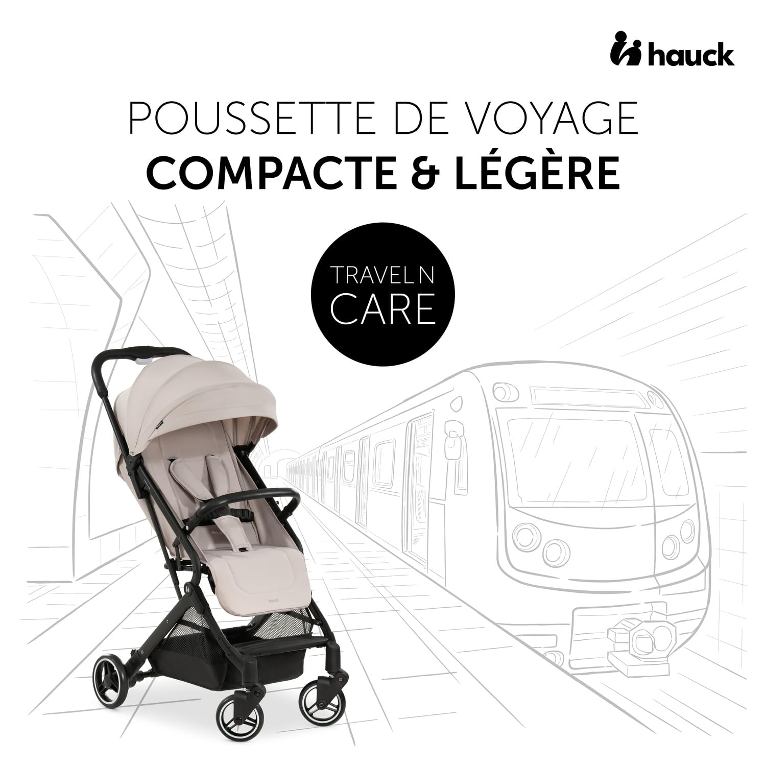 Hauck Poussette Compacte Travel N Care Beige 22 kg 6,9 kg UPF 50+