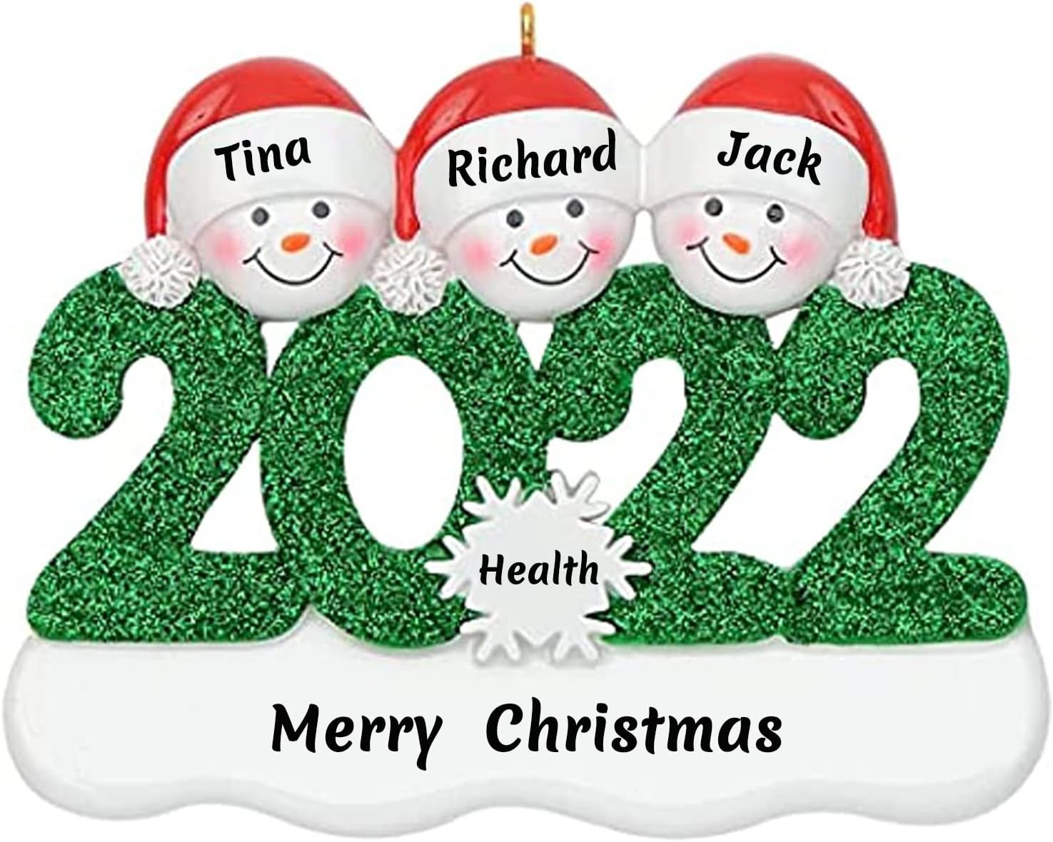 MINICAR Personalized 2022 Christmas Ornaments, Customized Snowman Family Members Names of 2-6 Xmas Tree Snowflake Keepsake for Holiday Creative Gifts(Family of 3)
