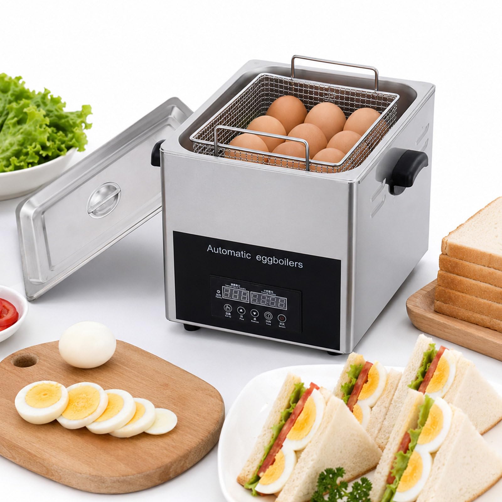 Cuociuova Professionale | Cuociuova Elettrico con Riscaldamento Rapido & Controllo Automatico, 50+ Uova Grande capacità, Cuociuova per Buffet & Ristorazione