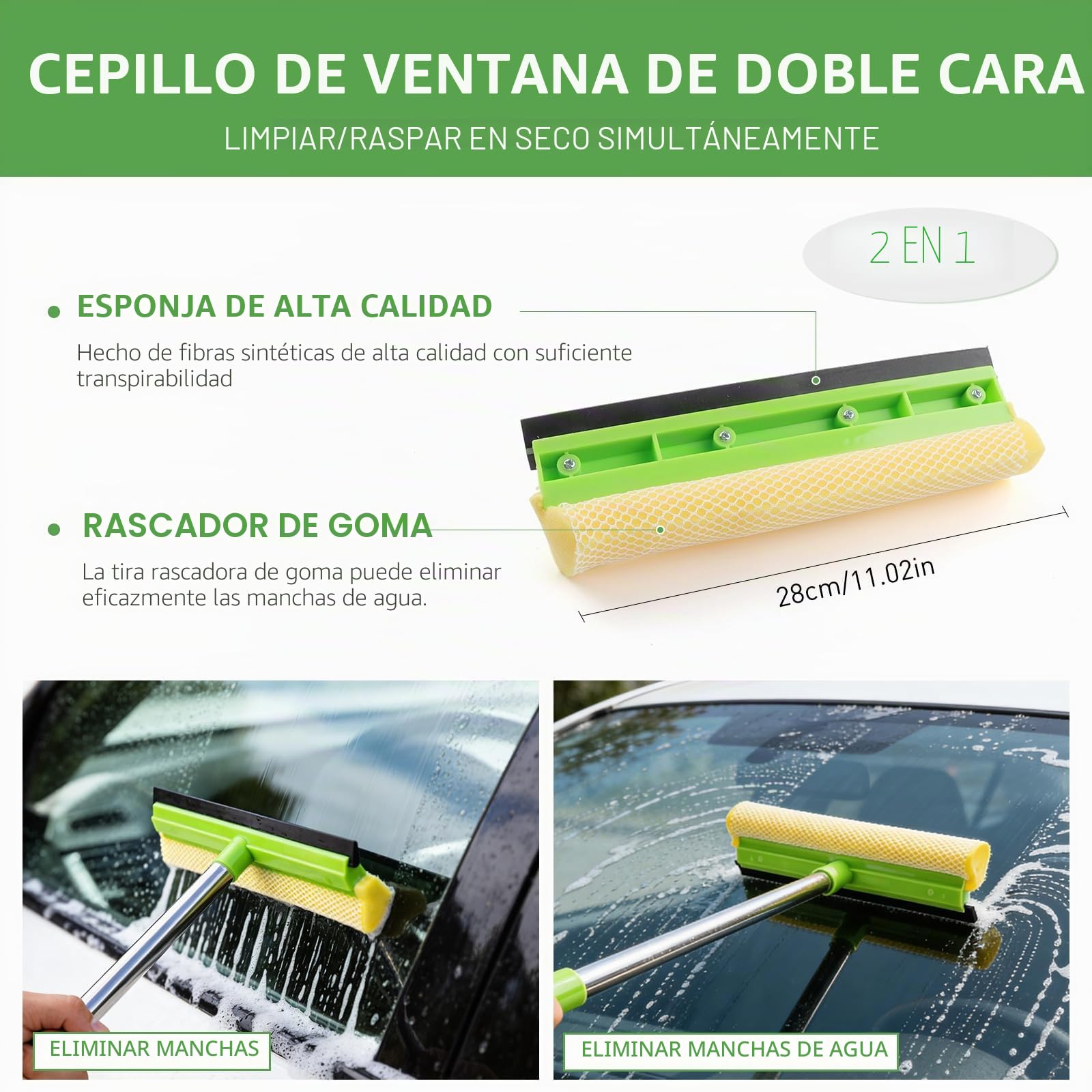 GES Mopa de lavado de coche 62 pulgadas, cepillo telescópico, escobilla de goma, kit limpieza microfibra 3 en 1, bolsa de almacenamiento