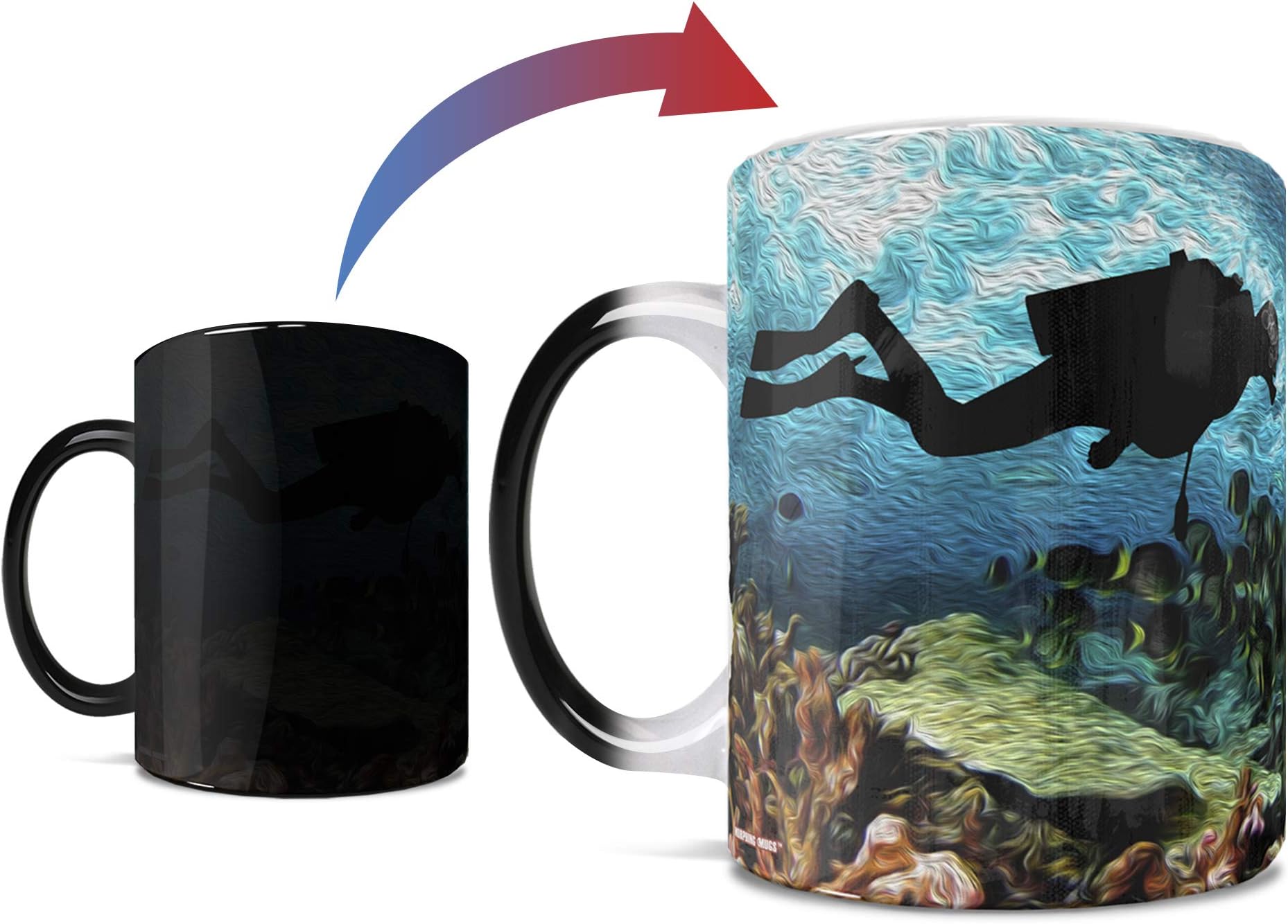 Morphing Mugs Ocean Mug - Scuba Dive Coral Reef - One 11 oz Color Changing Heat Sensitive Ceramic Mug – Image Revealed When HOT Liquid Is Added!