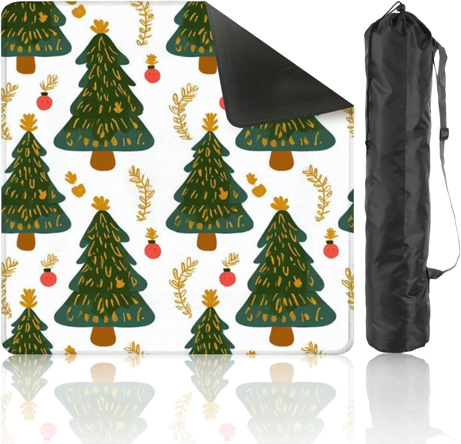 Mahjong Mat 31.5" x 31.5" Snow Covered Pine Trees Winter Forest Seamless Non-Slip Noise Reduction Mahjong Tiles Table Cover for Dominoes Poker Card Board and Tile Games