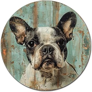 Lygond Metal Sign Tin Sign Frenchie Dog Distressed Wood Sign for Parisian and French Countryside Charm Bar Signs for Home Decor for Pub 12×12 Inches