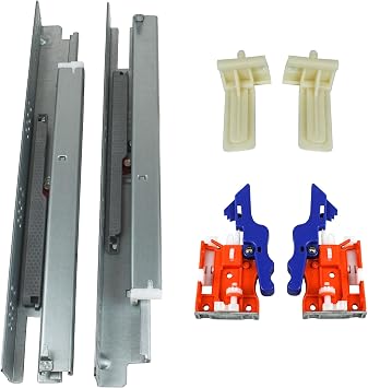 Berta 1 Pair 18 Inch Soft Closing, 100 Lb Loading Capacity, Under Mounted Drawer Slides with Locking Devices, Plastic Rear Brackets and Mounting Screws 1, 18 Inches